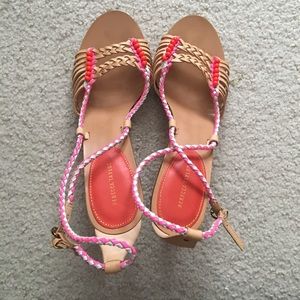 Rebecca Taylor Woven Sandal Heels with Pink and Purple Weaving